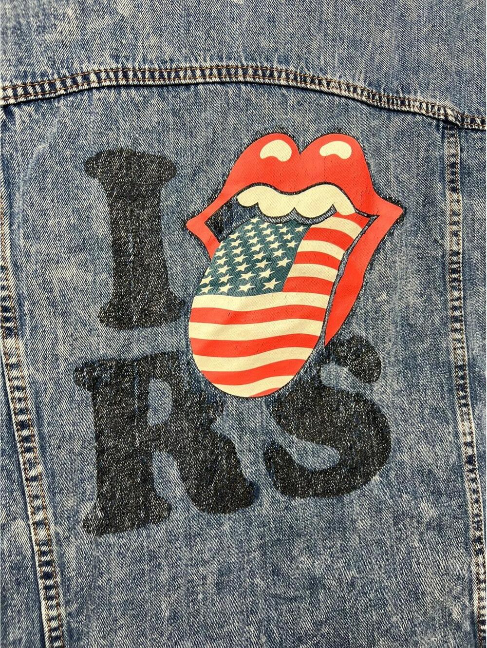 Vintage Rolling Stones Stone Wash Cotton Denim Jacket XL Band Rock Music USA - Picture 3 of 9